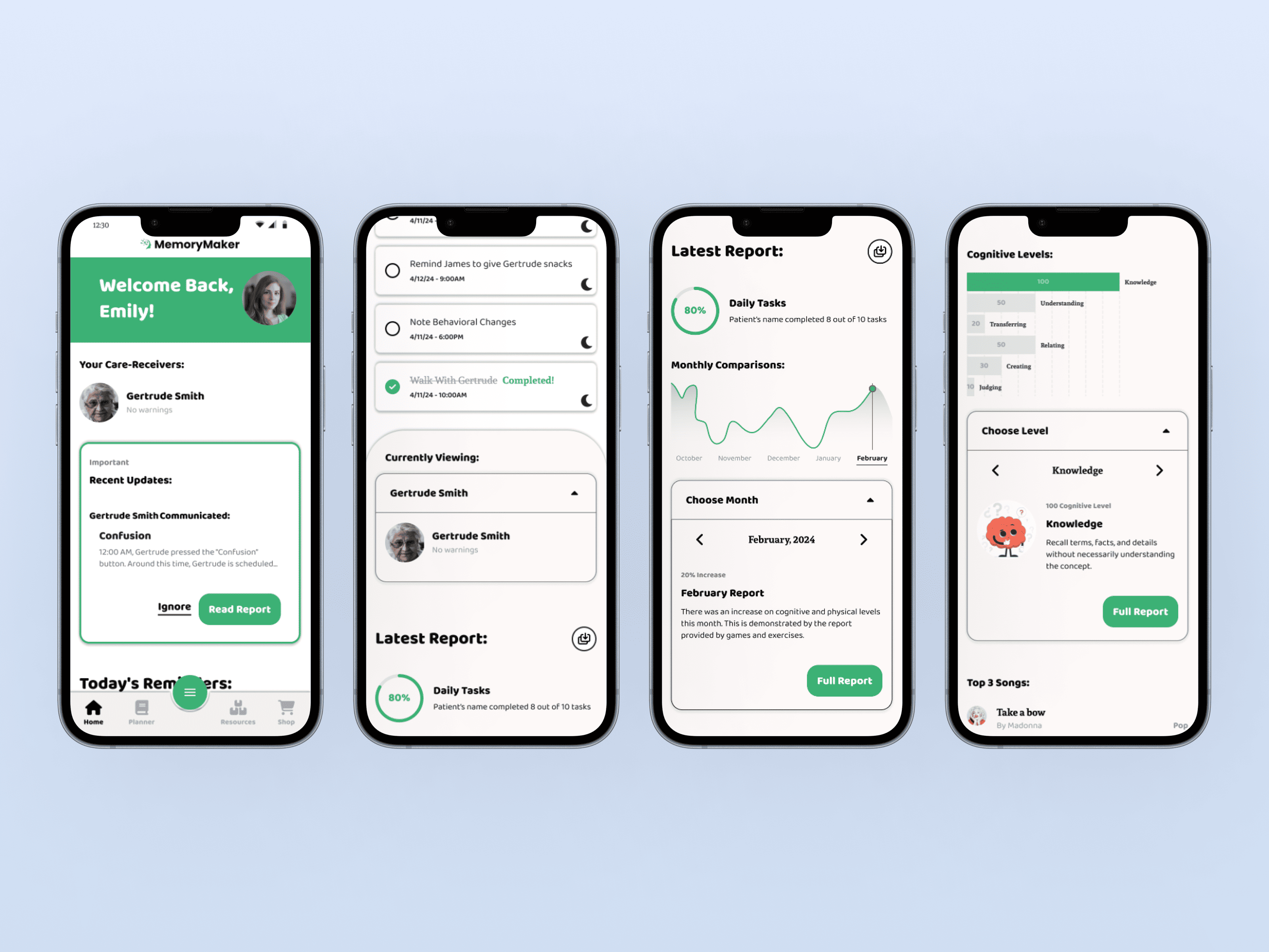 Caretaker UI Home Screen