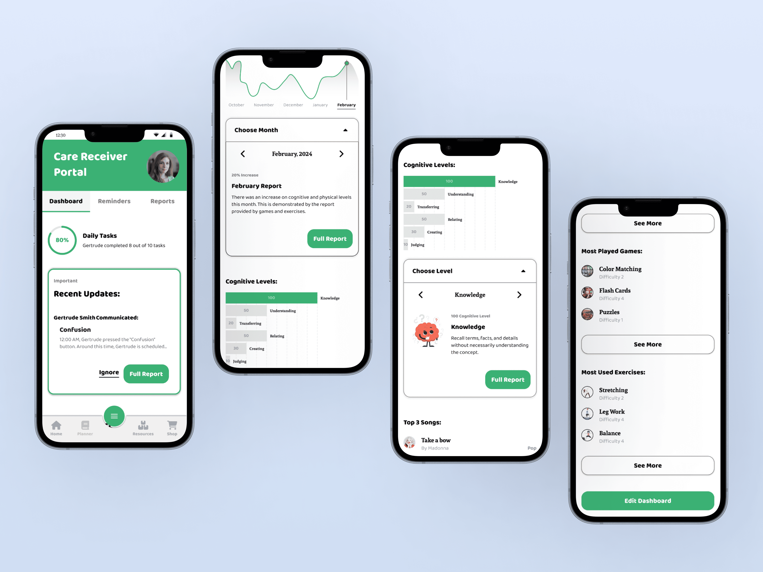 Caretaker UI Patient Portal Screen