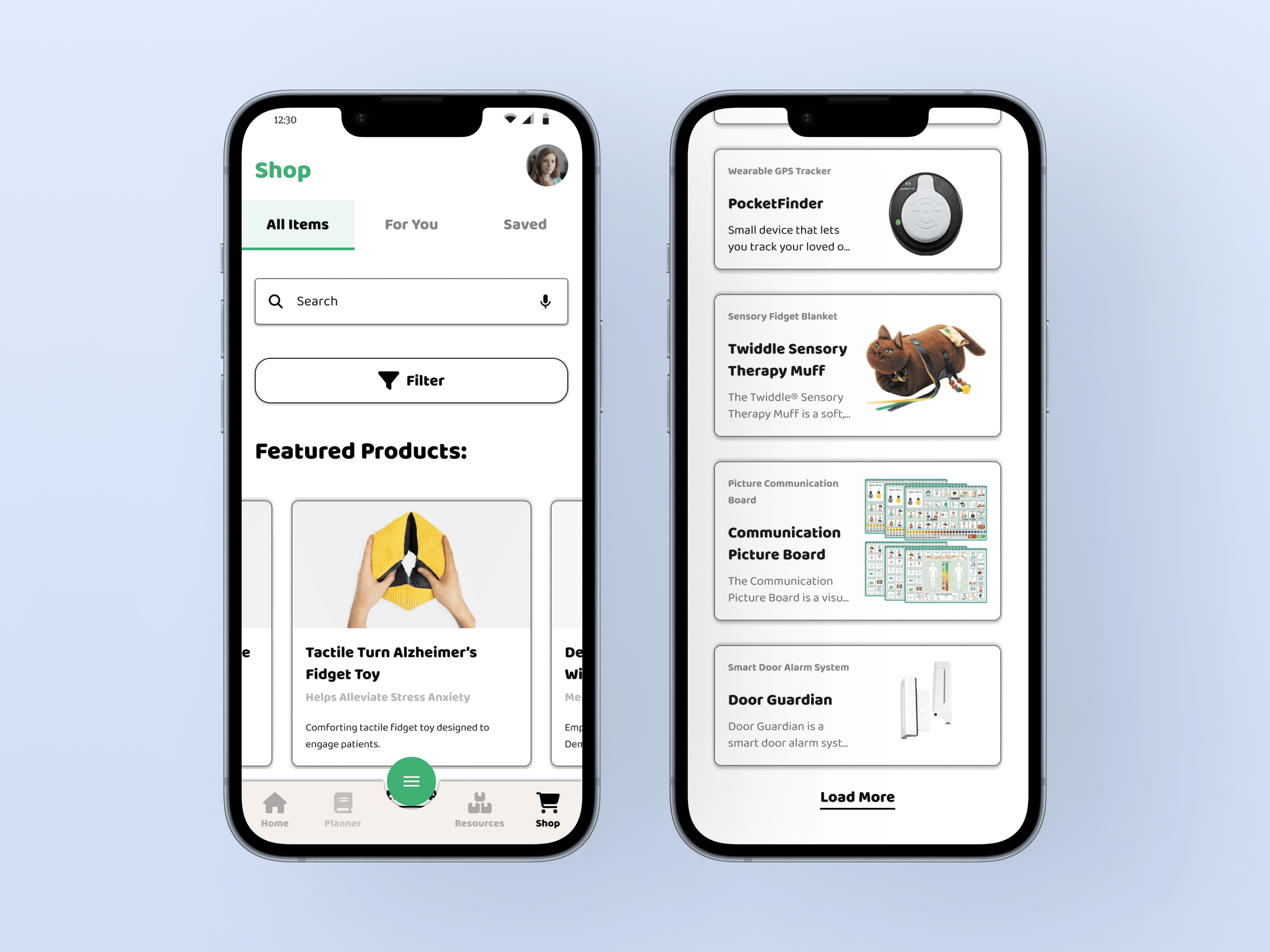 Caretaker UI Shop Screen