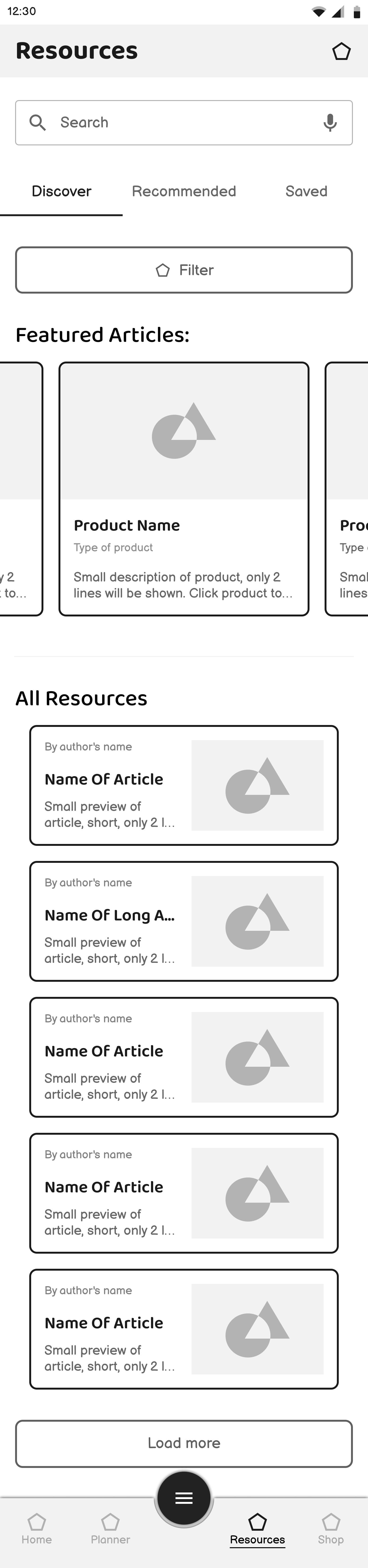 caretaker resources wireframe