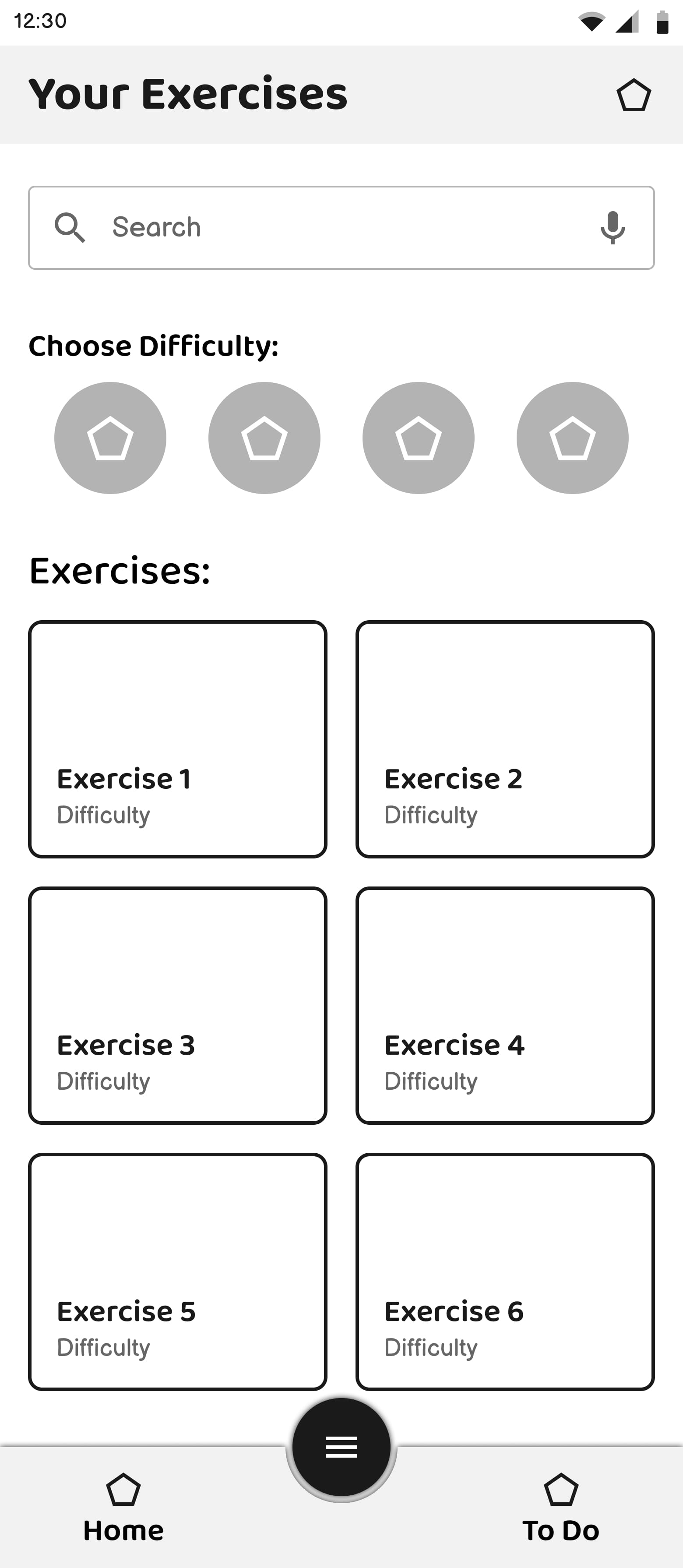 patient exercises wireframe