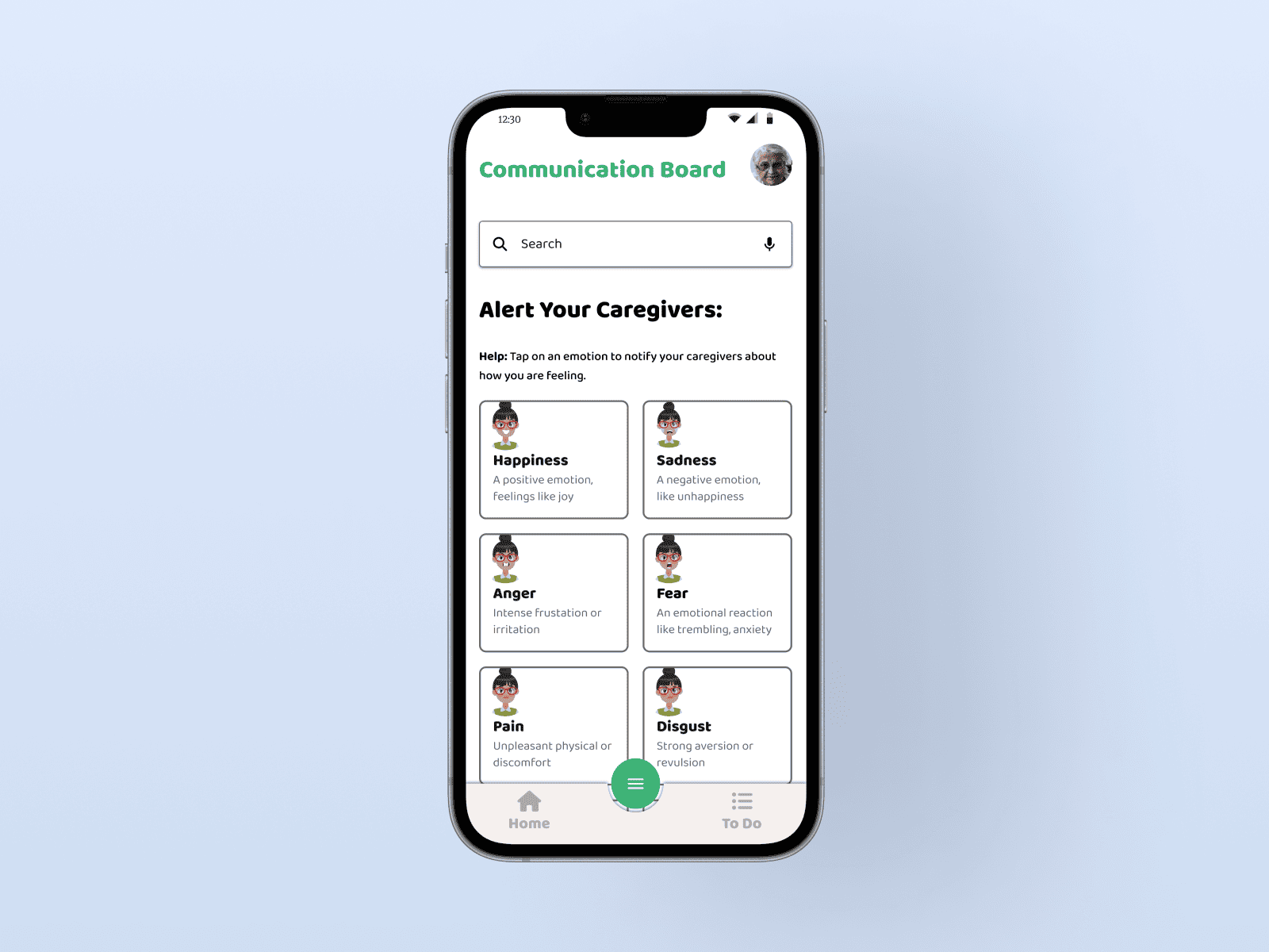 Patient UI Communication Screen