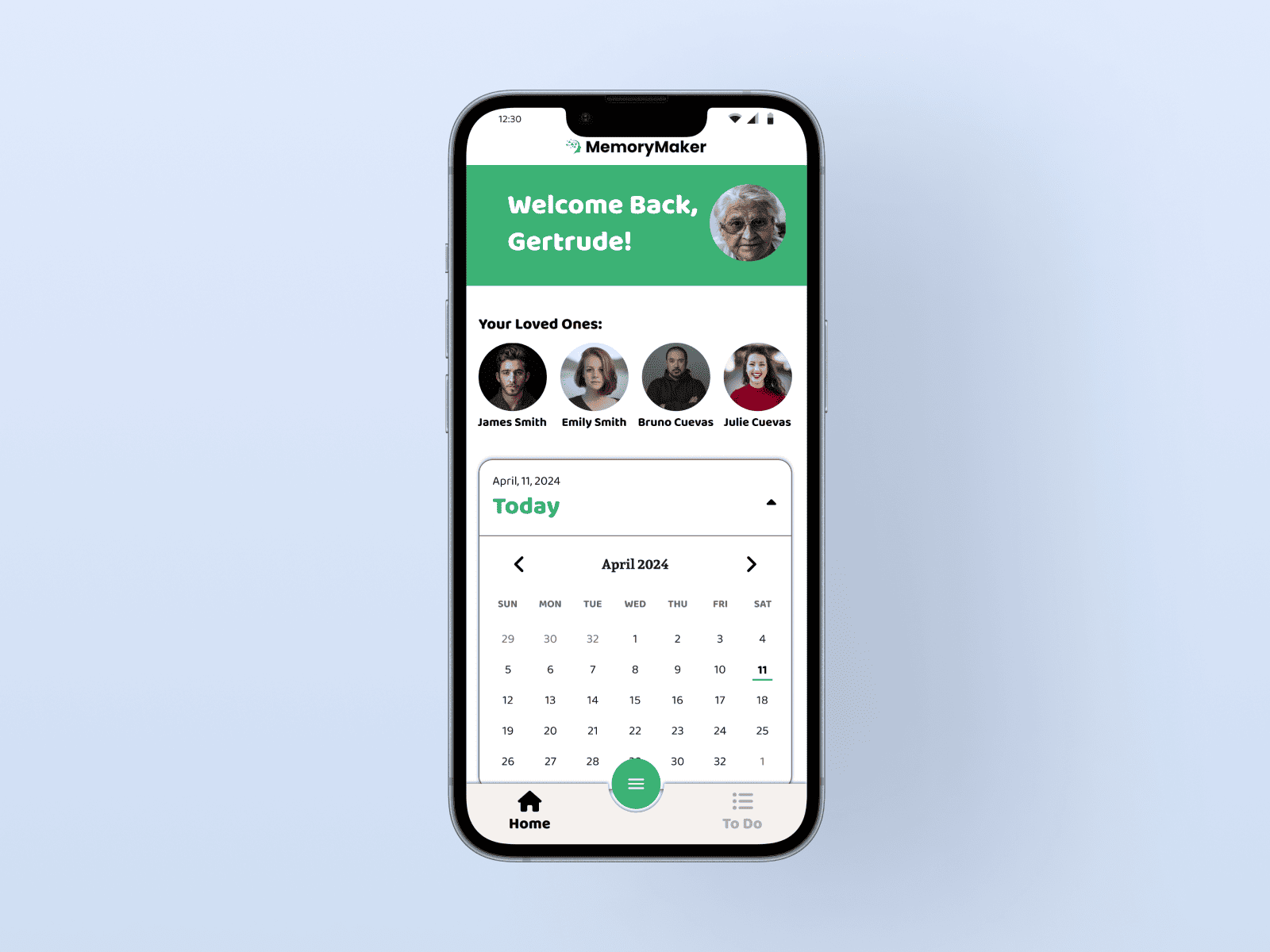 Patient UI Home Screen