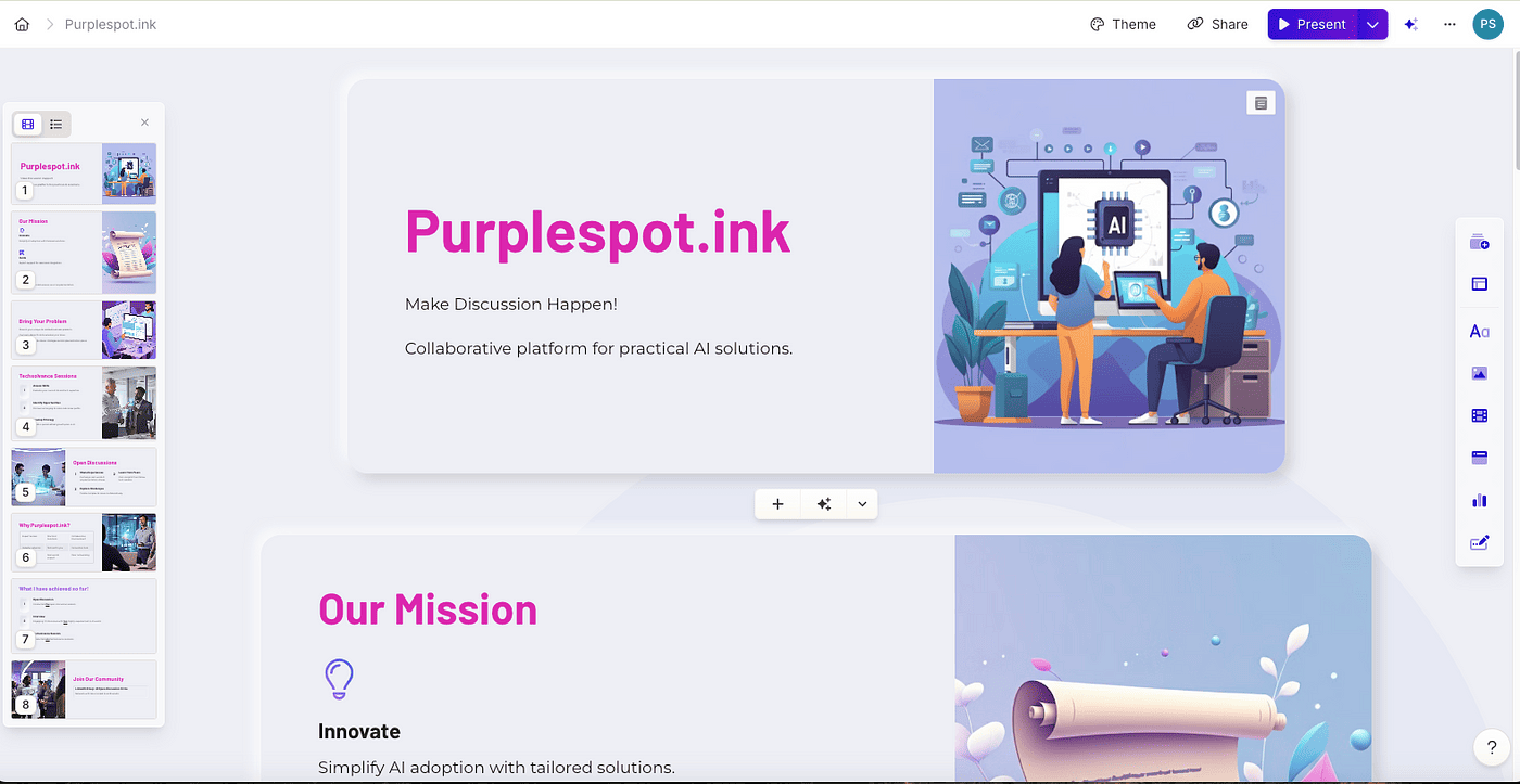 Gamma Presentation Editor UI Image